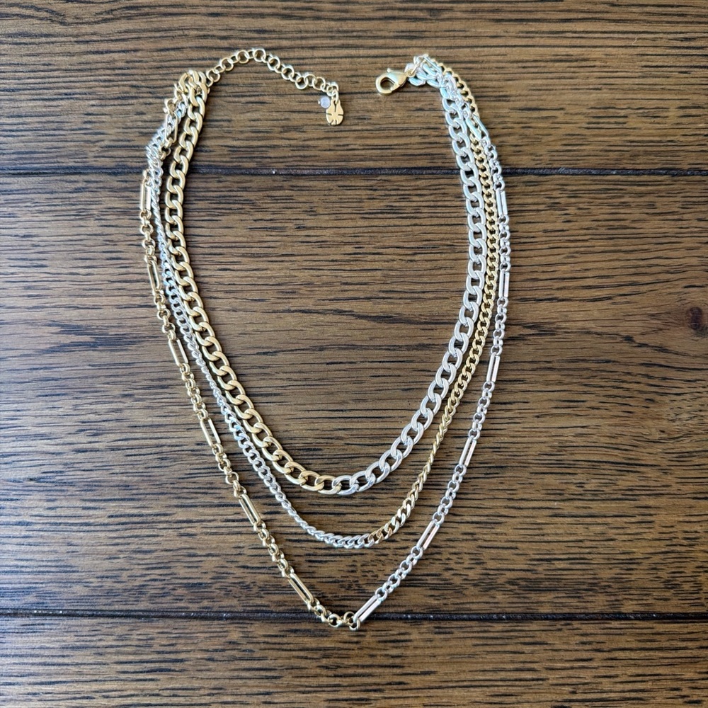 Elegant Gold and Silver Layered lucky brand Necklace